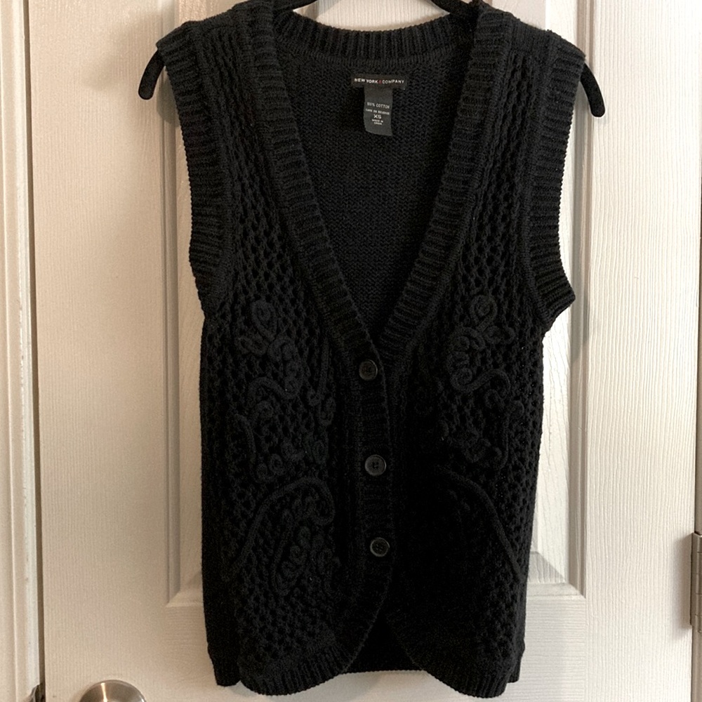 Knit Lace Button-Up Vest